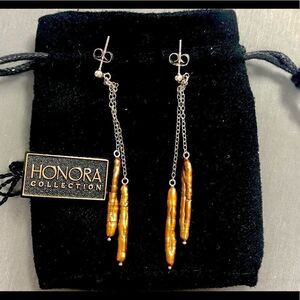 Honora Long Stick Dangle Pearl Earrings Sterling Silver 925